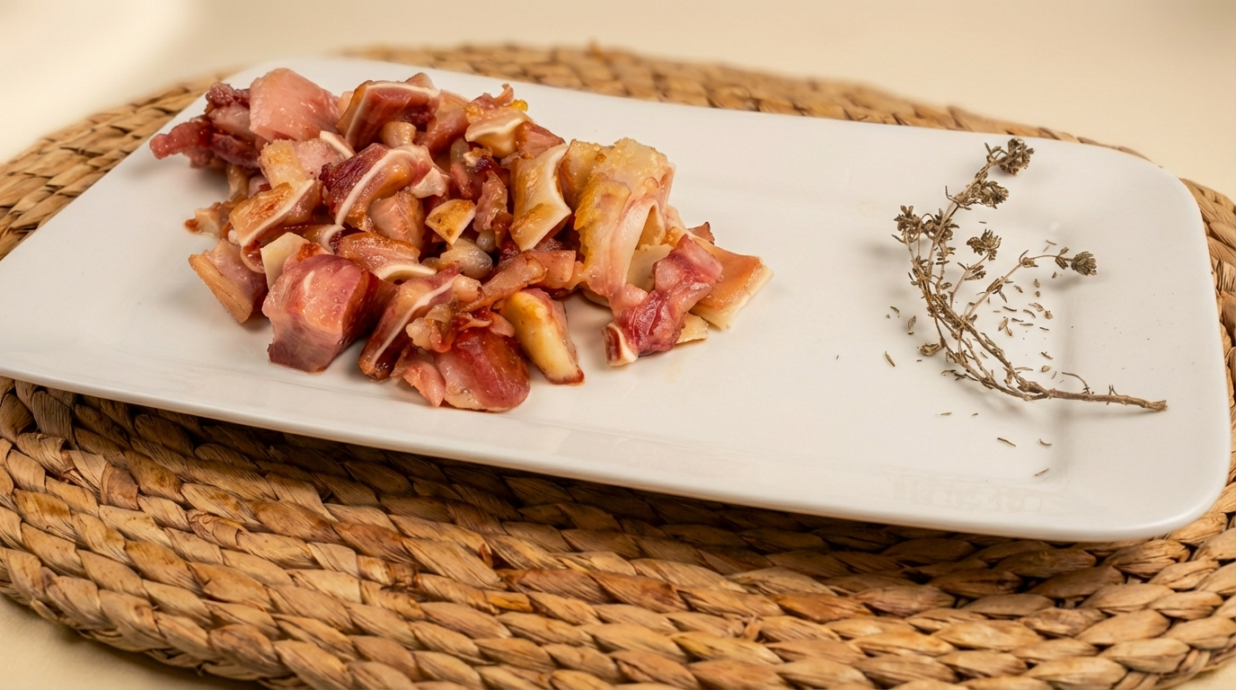 Oreja cocida y cortada